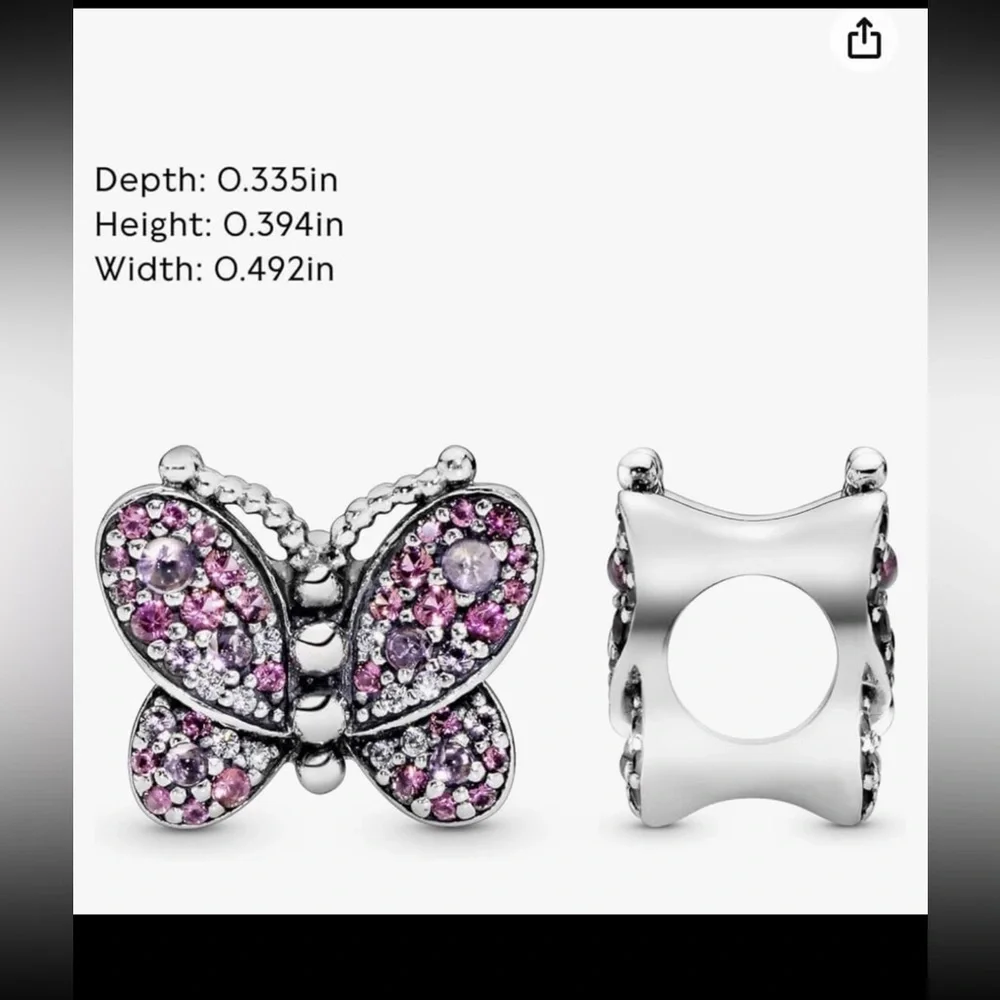 PANDORA Dazzling Pink Butterfly 925 Sterling Silver Charm - 797882NCCMX